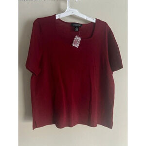 Dialogue Knit Top Merino Wool Short Sleeve Womens Size 1X